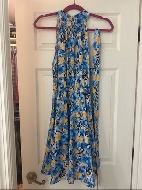 SHEIN Blue & Yellow Floral Mini Dress